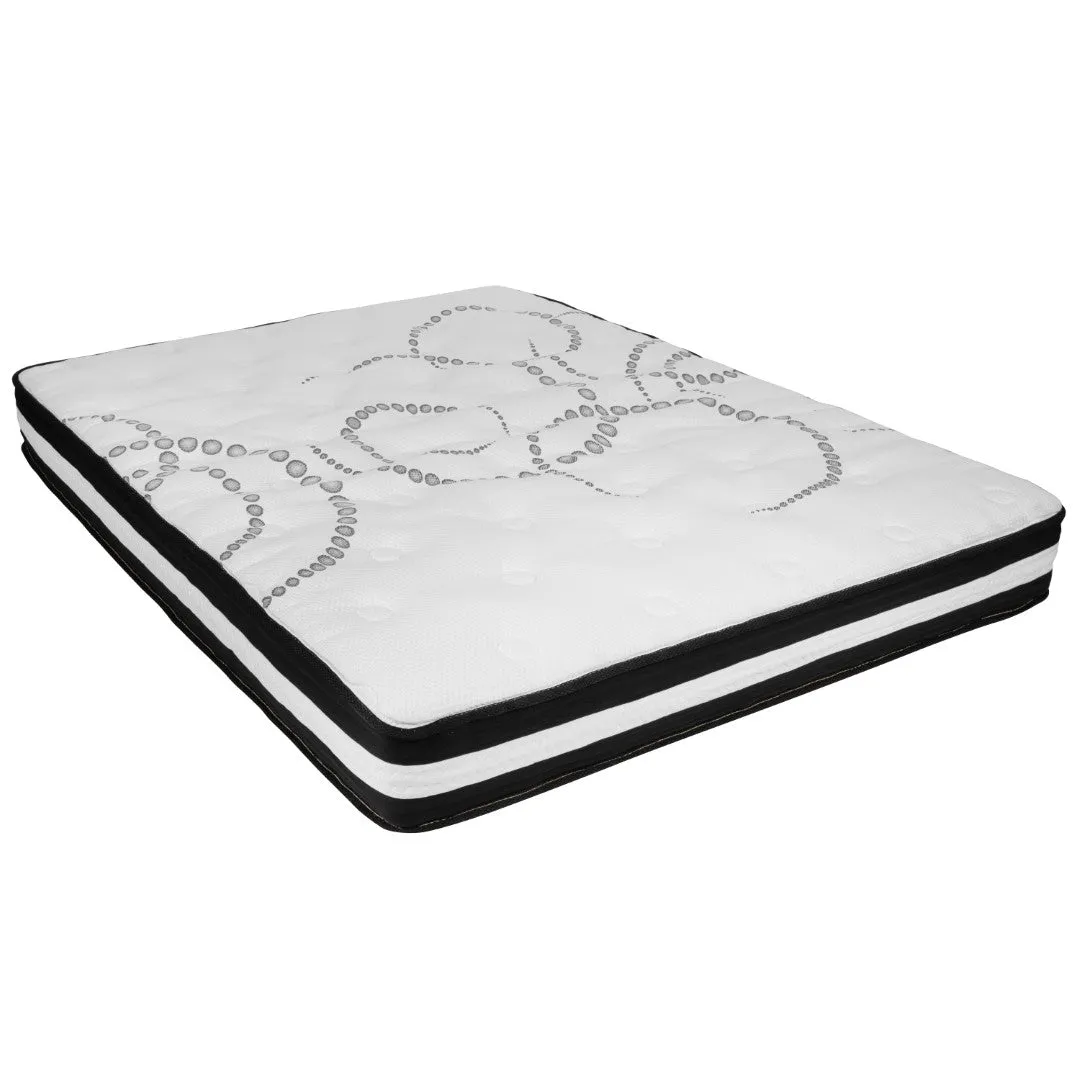 14 Inch Metal Platform Bed Frame with 10 Inch Pocket Spring Mattress in a Box and 2 Inch Cool Gel Memory Foam Topper - Queen