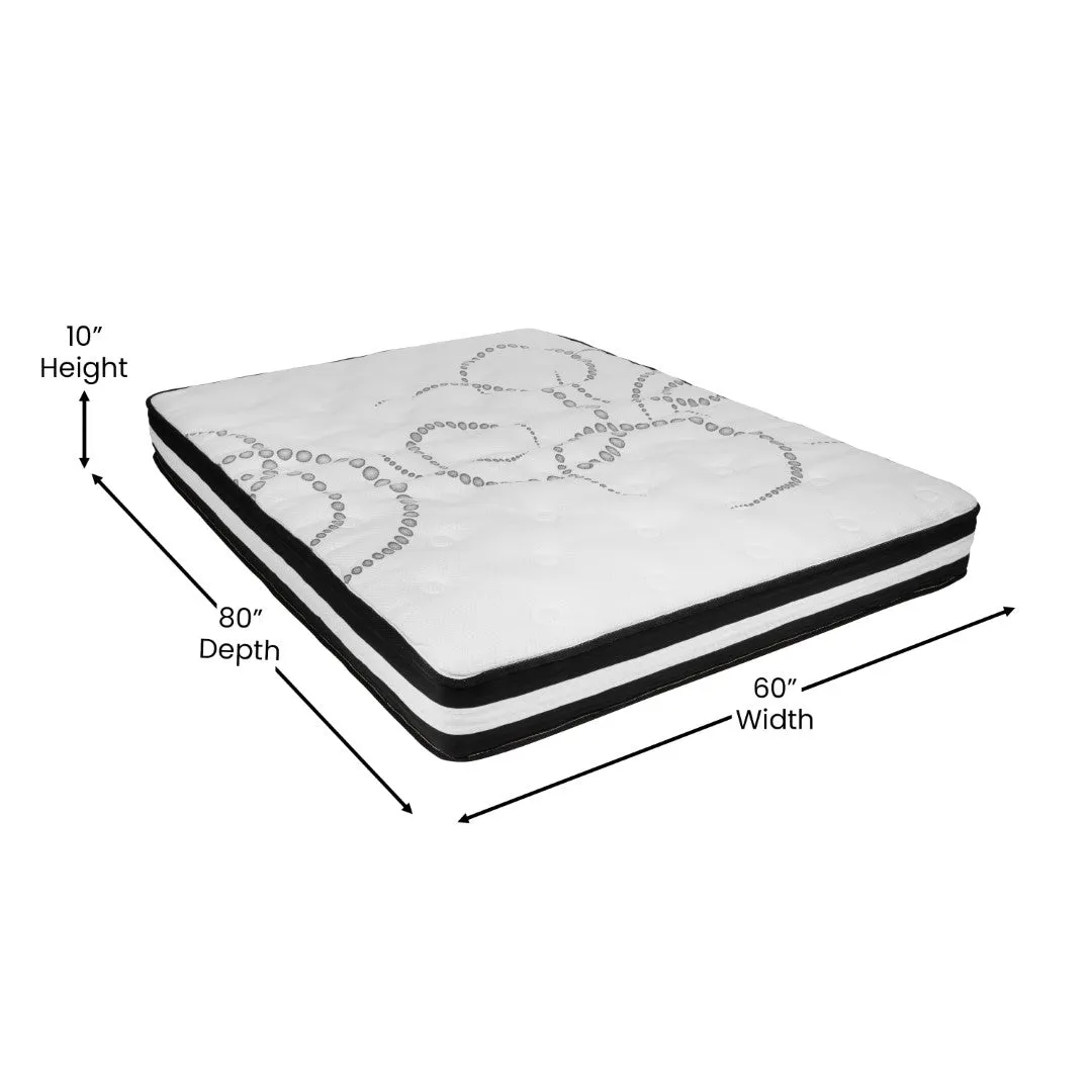14 Inch Metal Platform Bed Frame with 10 Inch Pocket Spring Mattress in a Box and 2 Inch Cool Gel Memory Foam Topper - Queen