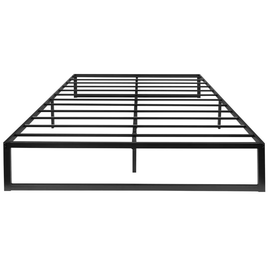 14 Inch Metal Platform Bed Frame with 10 Inch Pocket Spring Mattress in a Box and 2 Inch Cool Gel Memory Foam Topper - Queen