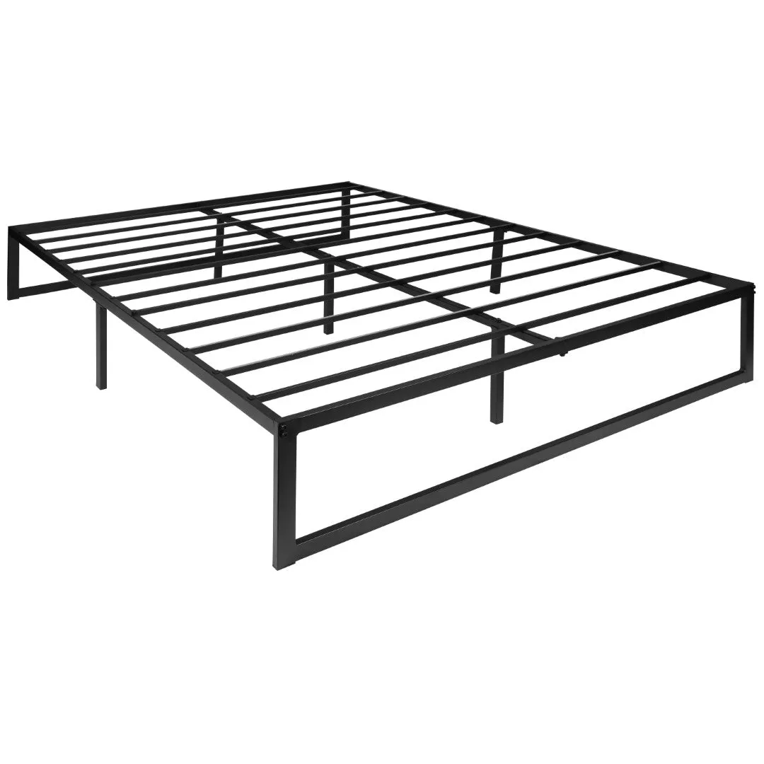 14 Inch Metal Platform Bed Frame with 10 Inch Pocket Spring Mattress in a Box and 2 Inch Cool Gel Memory Foam Topper - Queen