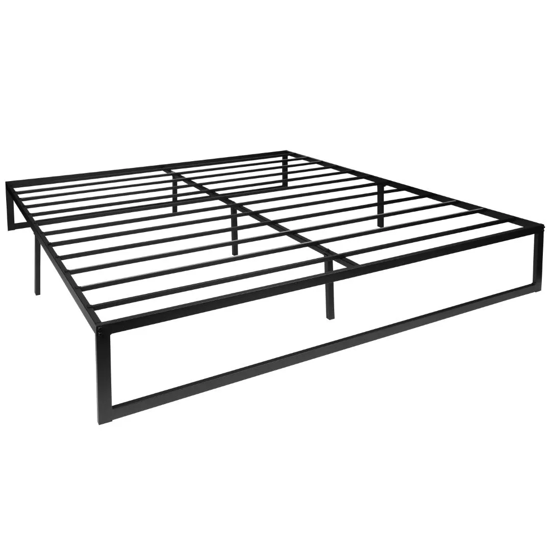 14 Inch Metal Platform Bed Frame with 12 Inch Pocket Spring Mattress in a Box and 3 inch Cool Gel Memory Foam Topper - King