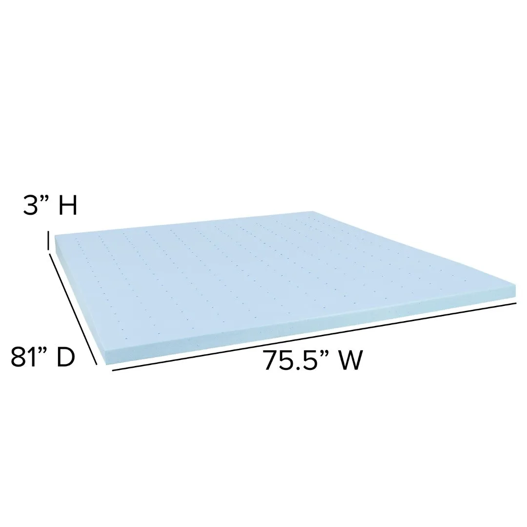 14 Inch Metal Platform Bed Frame with 12 Inch Pocket Spring Mattress in a Box and 3 inch Cool Gel Memory Foam Topper - King