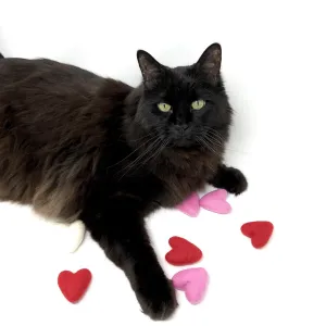 5 Wool Felted Heart Shape Cat Toys Red/Pink/White