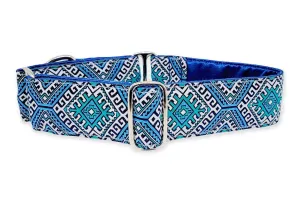 Arizona in Blue - Martingale or Buckle Dog Collar - 1.5" Width