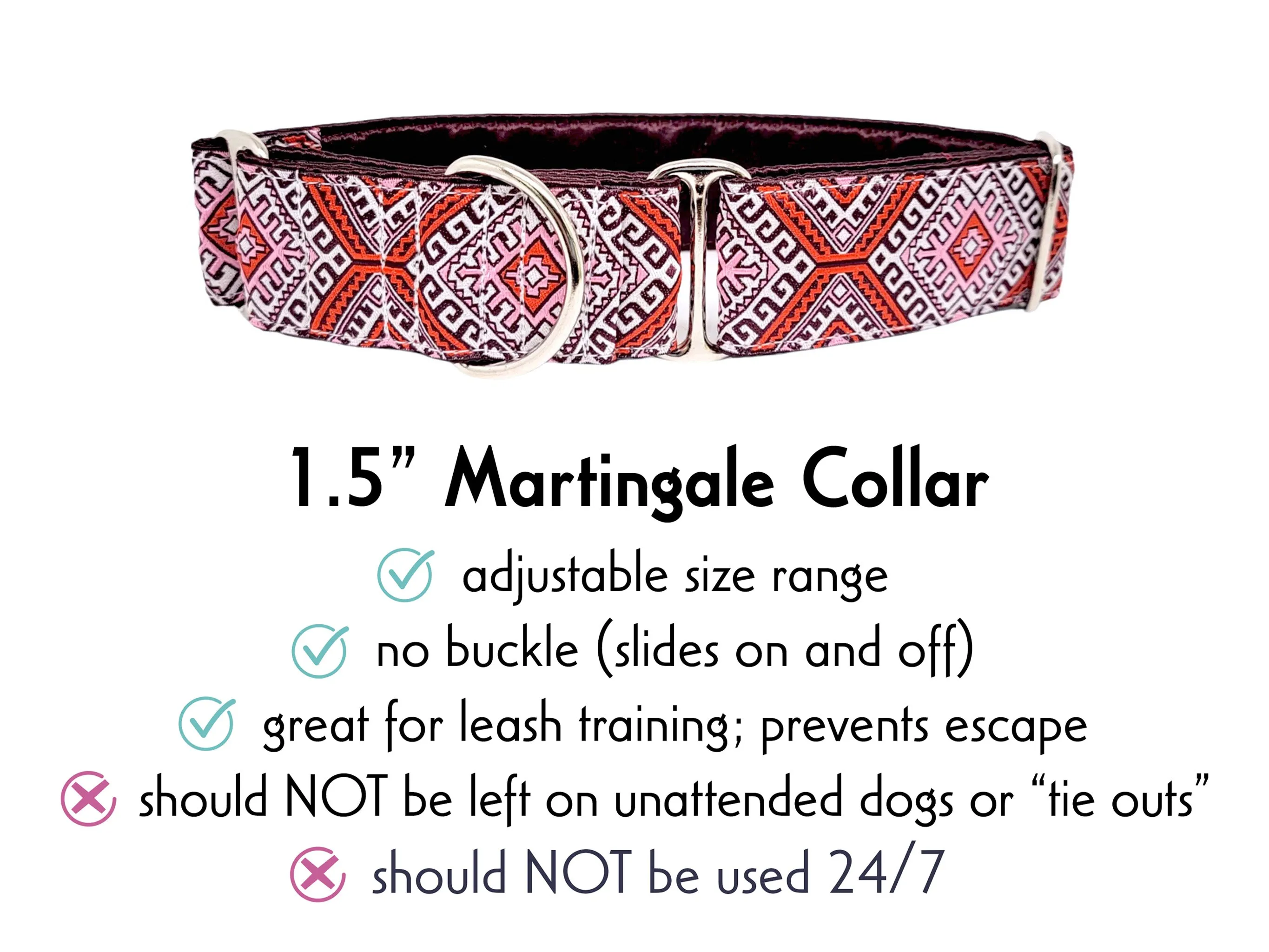 Arizona in Orange - Martingale or Buckle Dog Collar - 1.5" Width