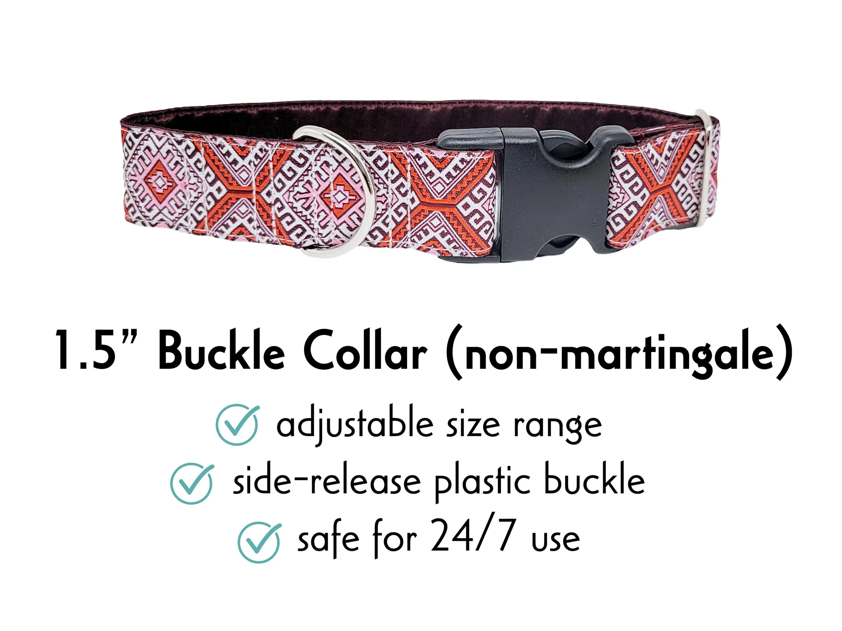 Arizona in Orange - Martingale or Buckle Dog Collar - 1.5" Width