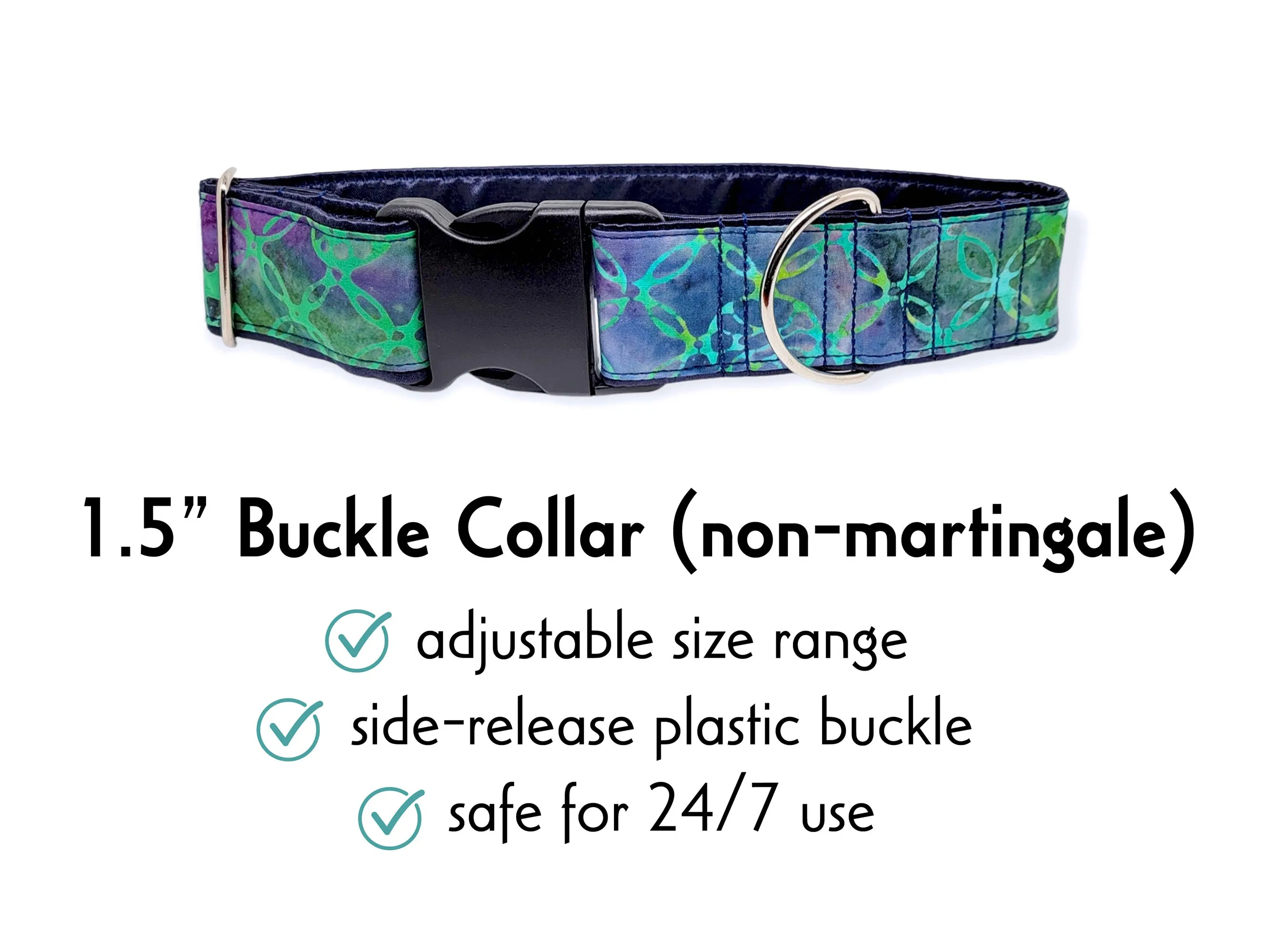 Batik - Martingale Dog Collar or Buckle Dog Collar - 1.5" Width