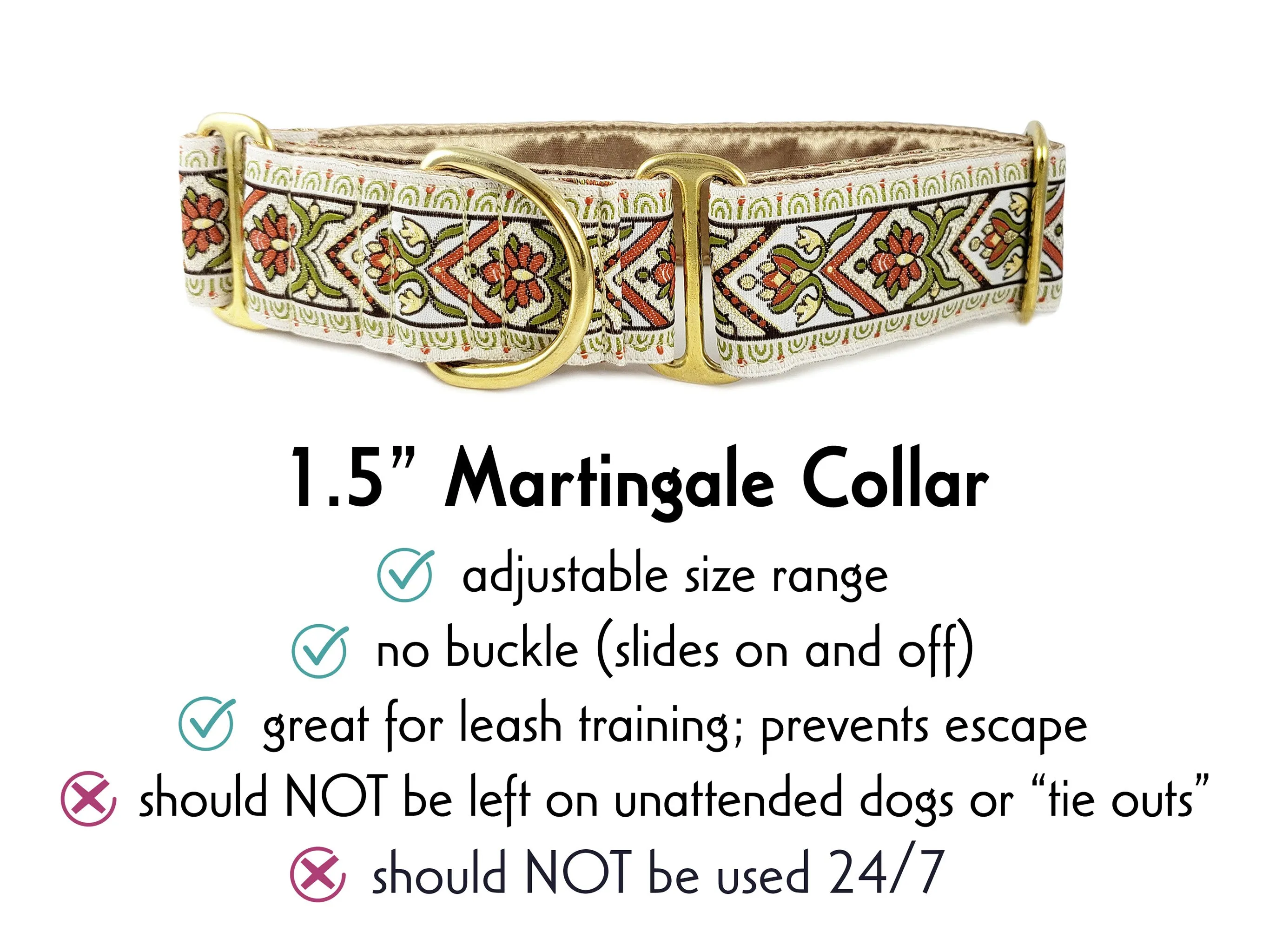 Bavaria - Martingale or Buckle Dog Collar - 1.5" Width