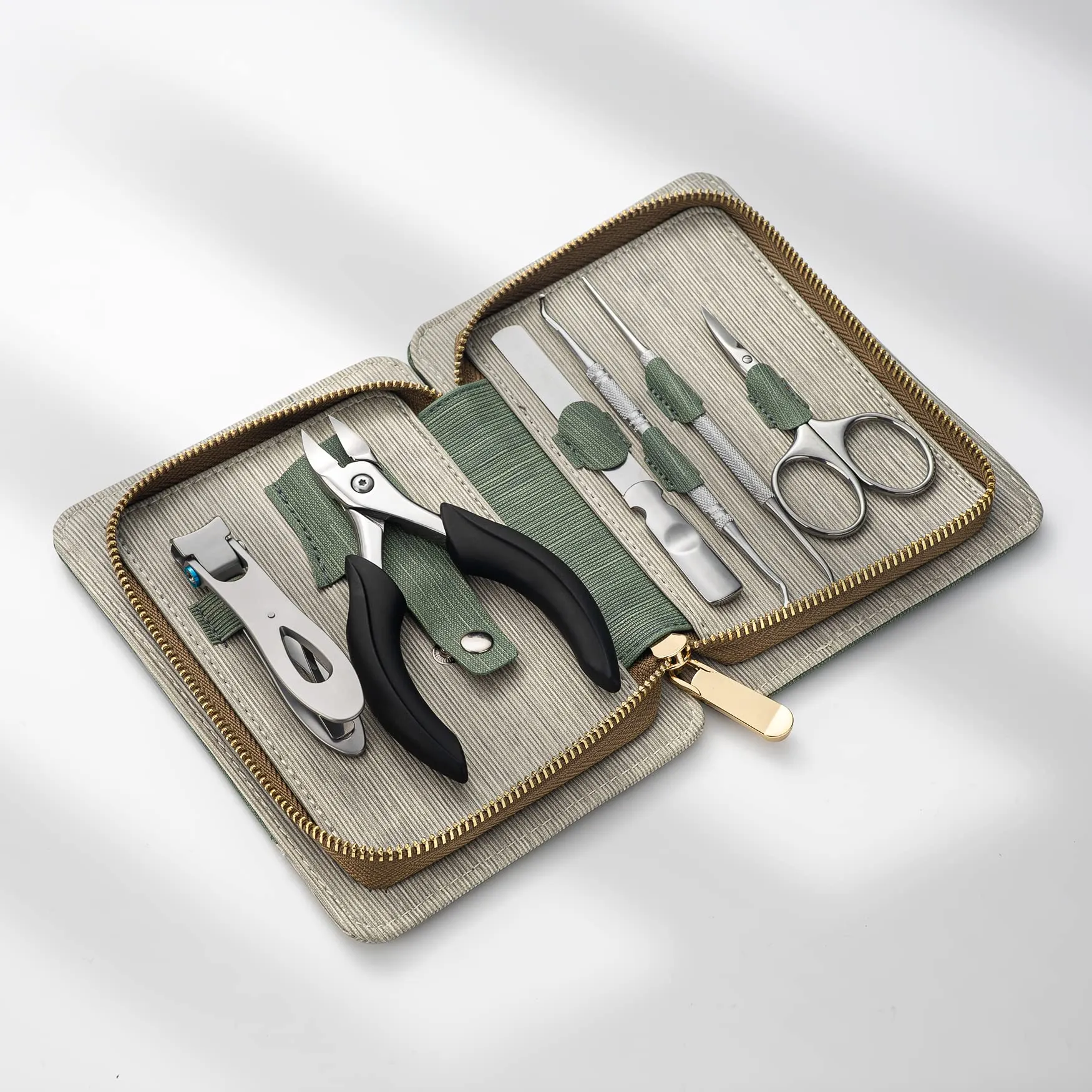 BEZOX Nail Clippers Set for Thick Nail, Toenail Clippers Fingernail Clippers & Toe Nail Clippers for Adults, Men and Women (6 Pcs) Green