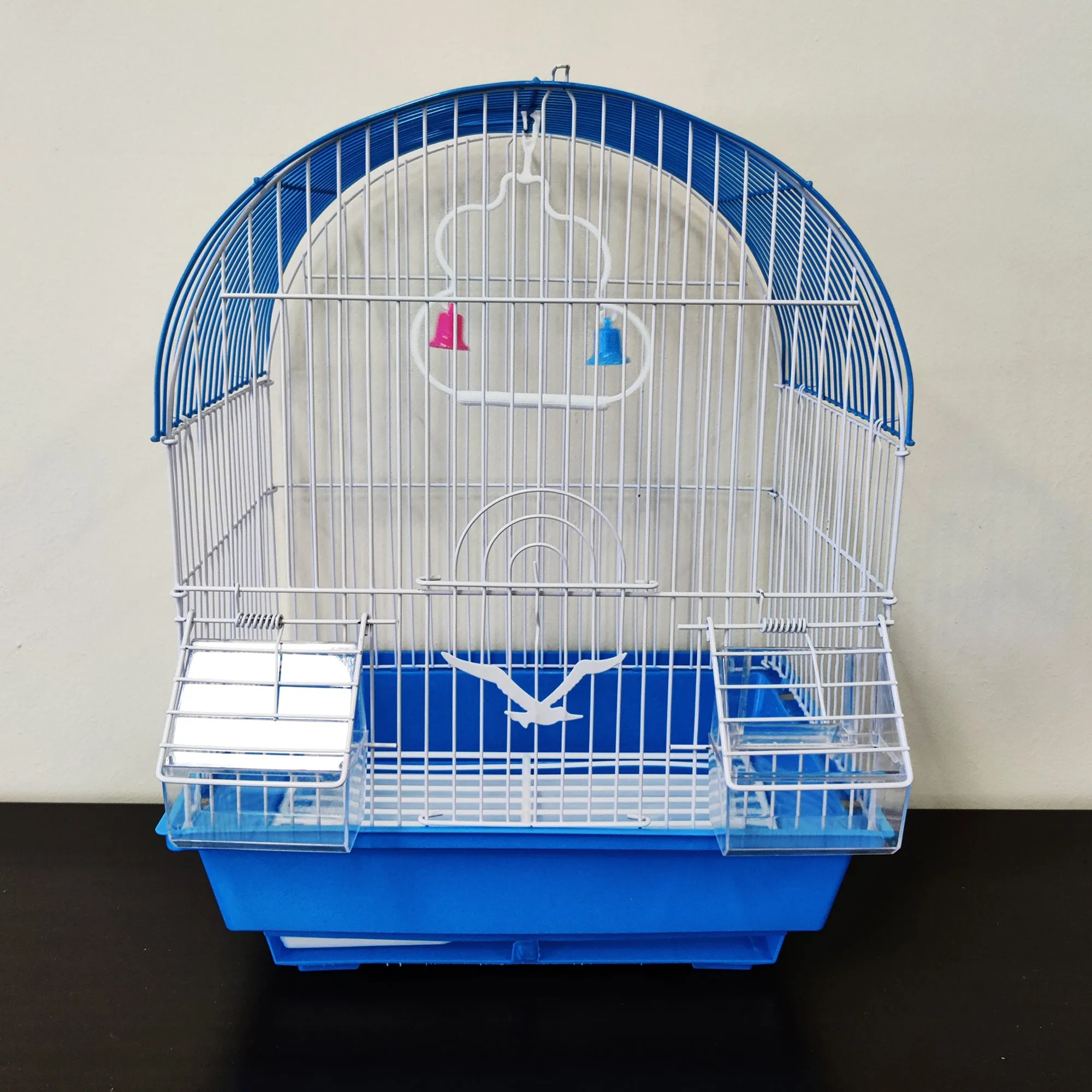 Bird Cage Small Medium Metal Frame Domed Roof White 29.5cm x 22.3cm x 38.5cm