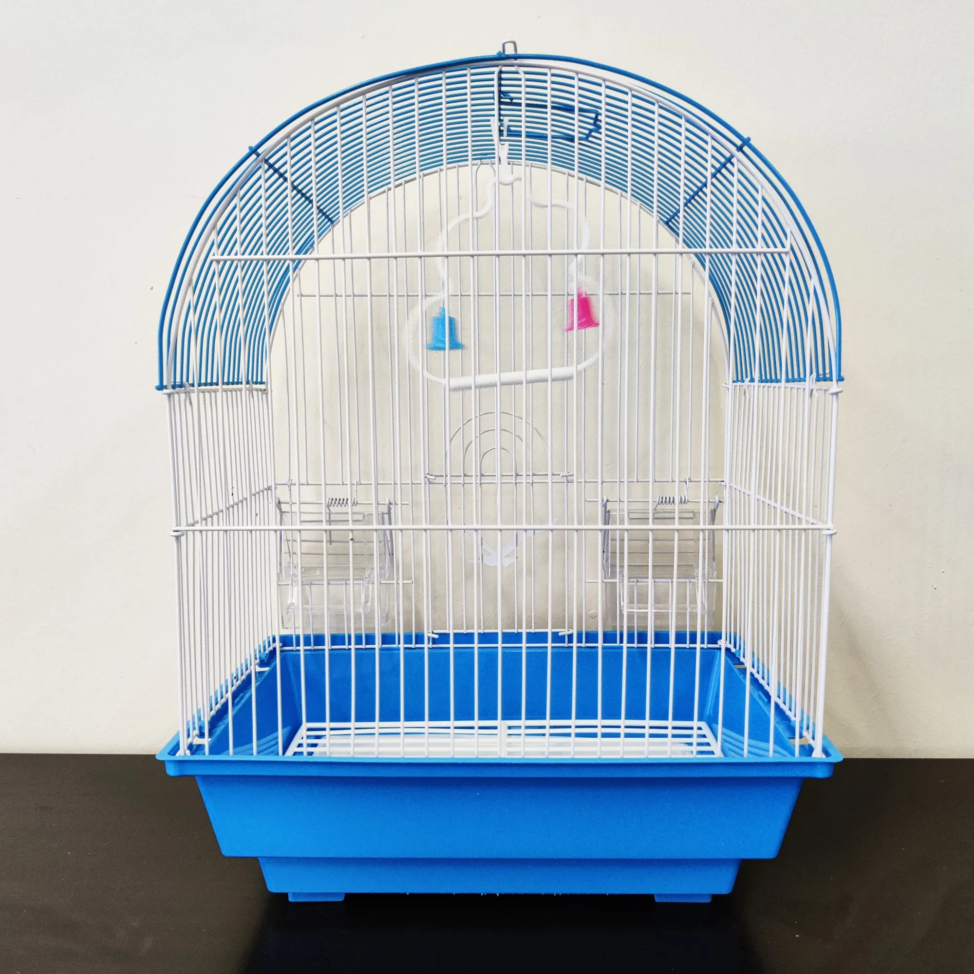 Bird Cage Small Medium Metal Frame Domed Roof White 29.5cm x 22.3cm x 38.5cm