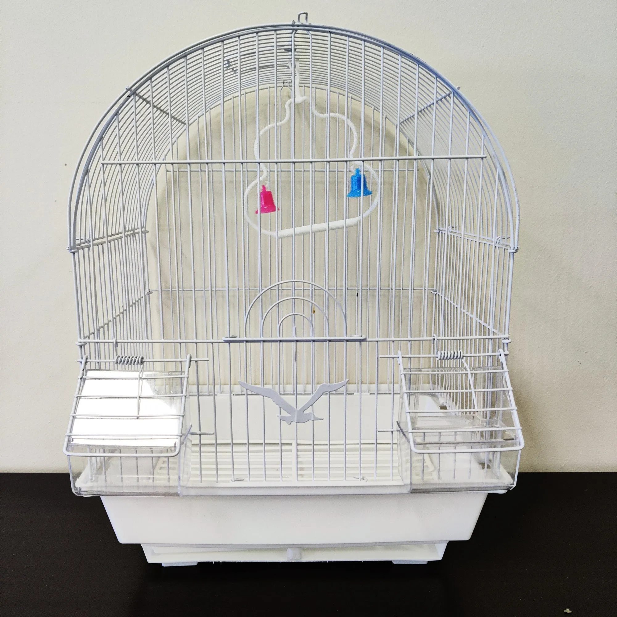 Bird Cage Small Medium Metal Frame Domed Roof White 29.5cm x 22.3cm x 38.5cm