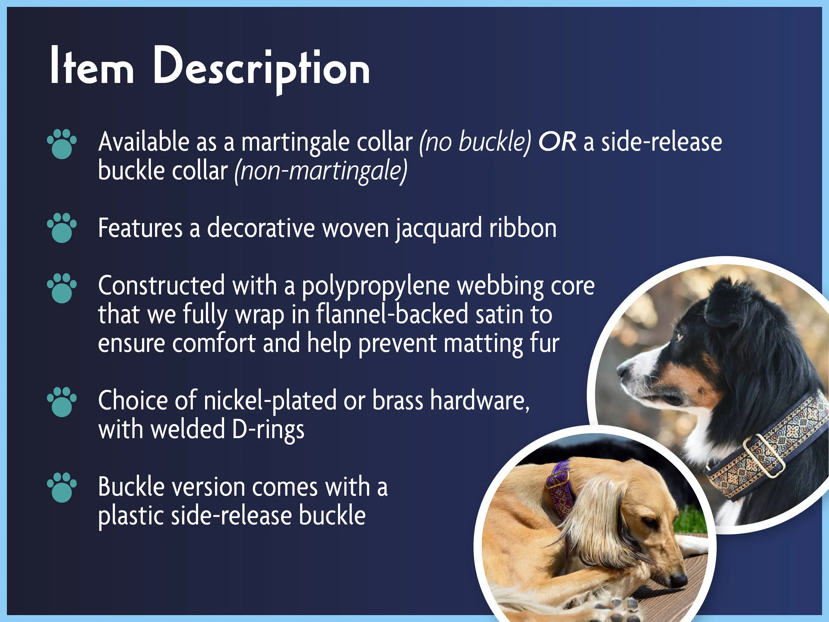 Capri in Salmon - Martingale or Buckle Dog Collar - 1.5" Width