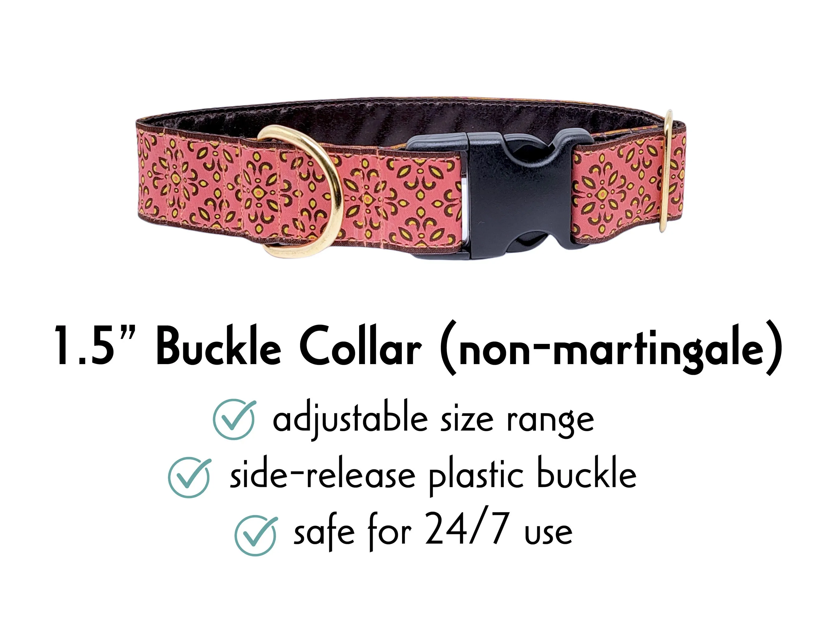 Capri in Salmon - Martingale or Buckle Dog Collar - 1.5" Width