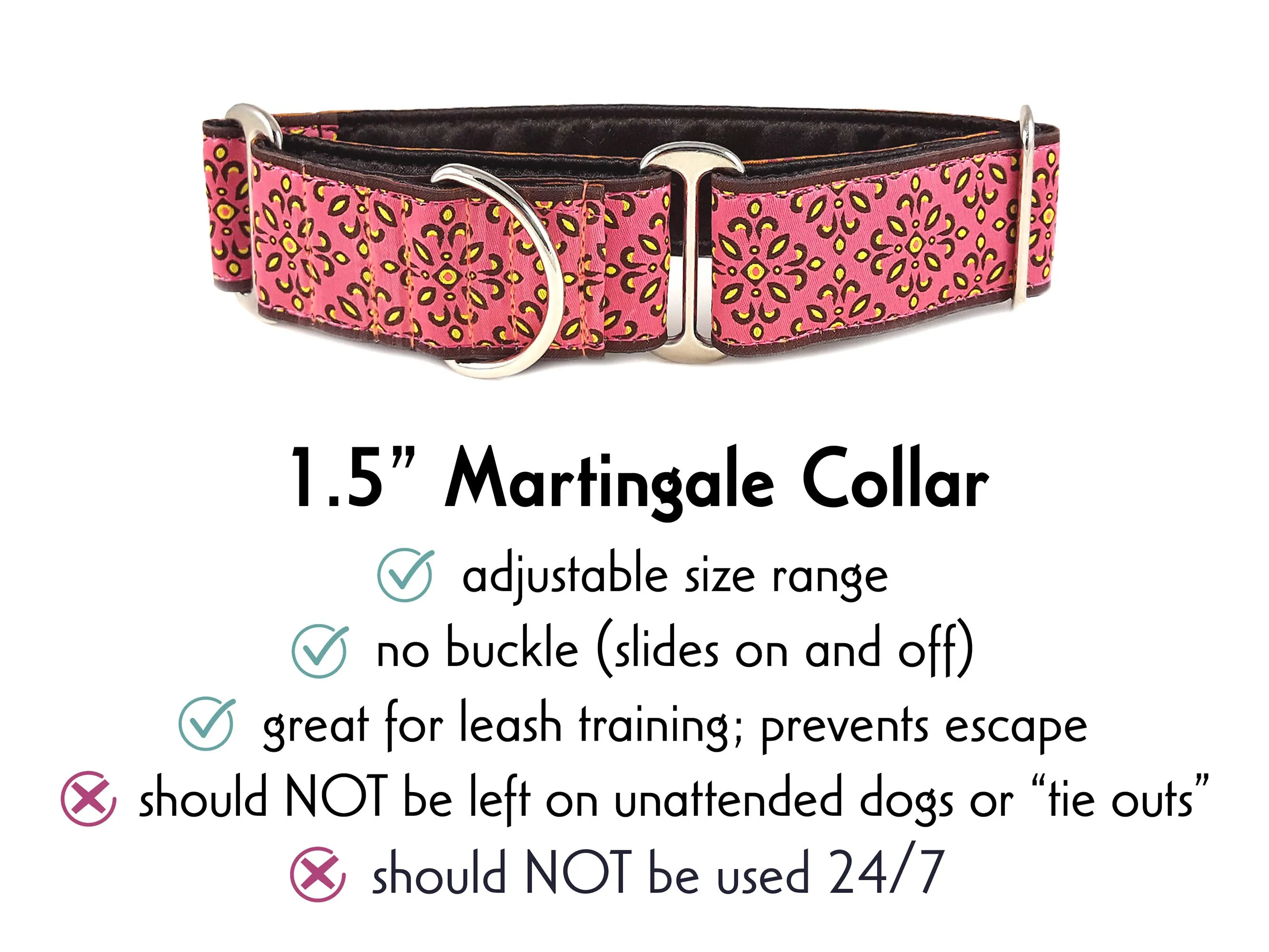 Capri in Salmon - Martingale or Buckle Dog Collar - 1.5" Width