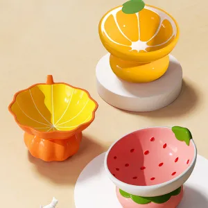 Ceramic Fruit Pet Bowl - Orange - Strawberry - Pumpkin