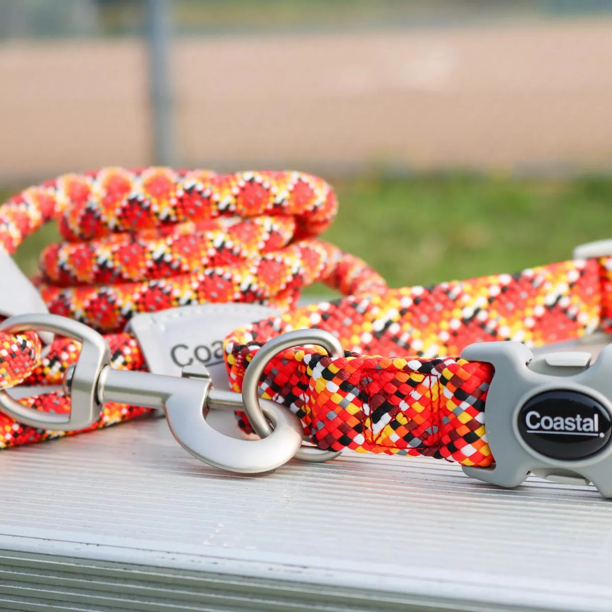 Coastal Pro Active Adjustable Woven Reflective Dog Collar L Burning Blocks