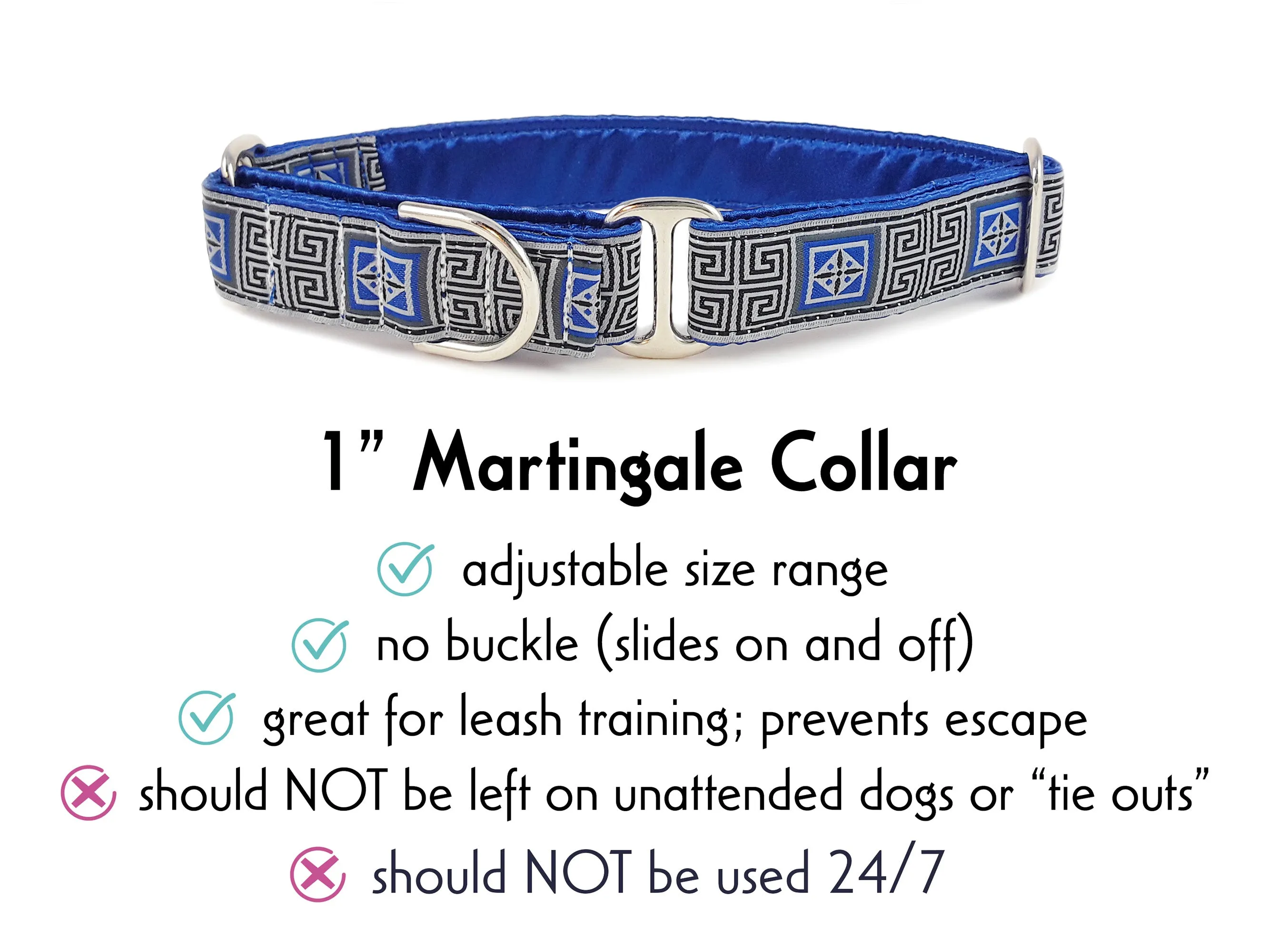 Corinth - Martingale or Buckle Dog Collar - 1" Width