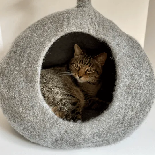 CURLY TAIL Wool Cat Cave | Cat Bed