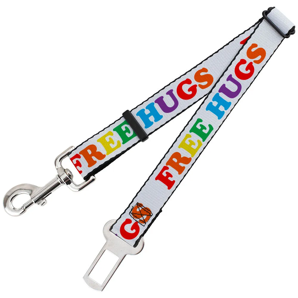 Dog Safety Seatbelt for Cars - FREE HUGS White/Multi Color
