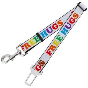 Dog Safety Seatbelt for Cars - FREE HUGS White/Multi Color
