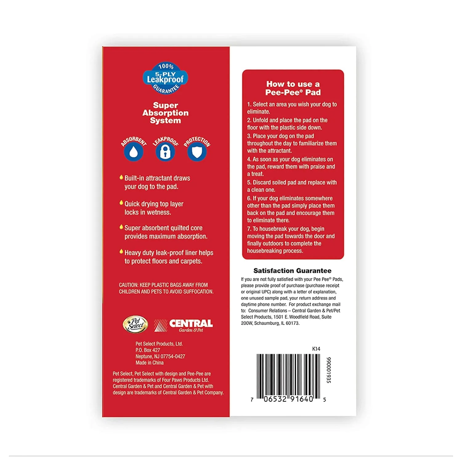 Four Paws 100519823 Pet Select Pee Pee Training Pads for Dogs, 100-Count