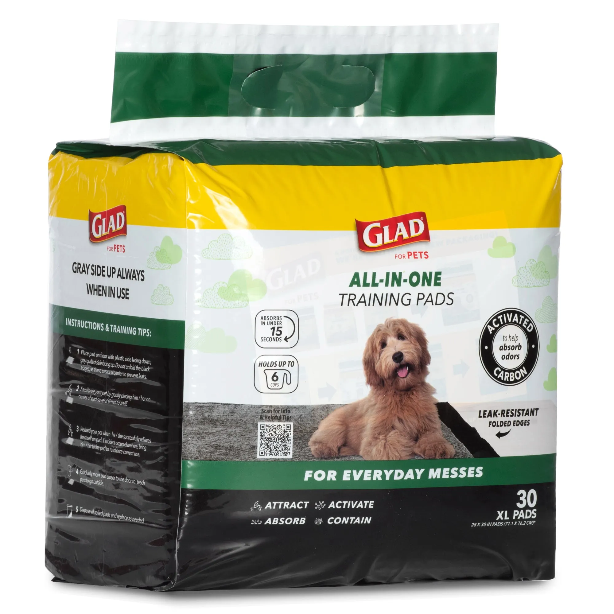 Glad for Pets Jumbo Activated Carbon Training Pads For Large Breeds - 30 Count