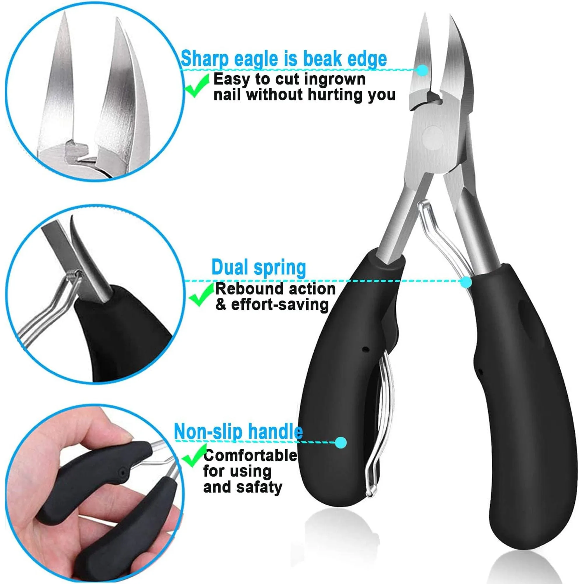 HKEEY Nail Clippers , 7Pack Podiatrist Professional Heavy Duty Toenail Clippers for Thick & Ingrown Toenail Treatment, Pedicure Tool ,Toe Nail Clipper,Nail Cutter, Manicure Set