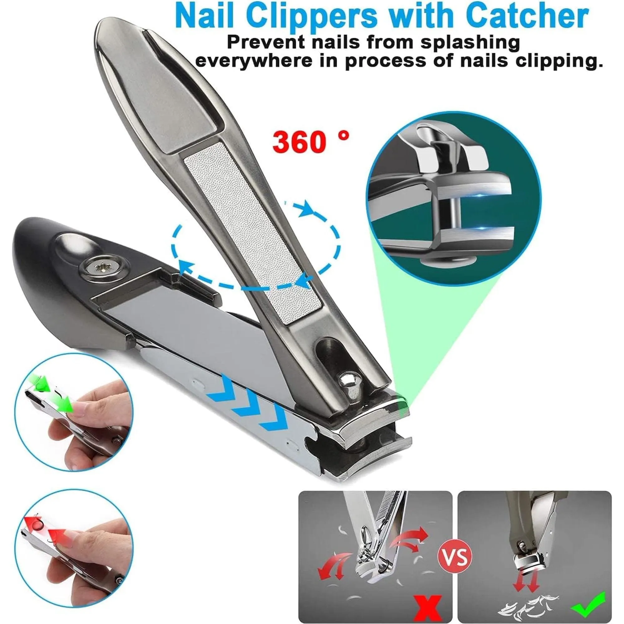 HKEEY Nail Clippers , 7Pack Podiatrist Professional Heavy Duty Toenail Clippers for Thick & Ingrown Toenail Treatment, Pedicure Tool ,Toe Nail Clipper,Nail Cutter, Manicure Set