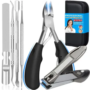 HKEEY Nail Clippers , 7Pack Podiatrist Professional Heavy Duty Toenail Clippers for Thick & Ingrown Toenail Treatment, Pedicure Tool ,Toe Nail Clipper,Nail Cutter, Manicure Set