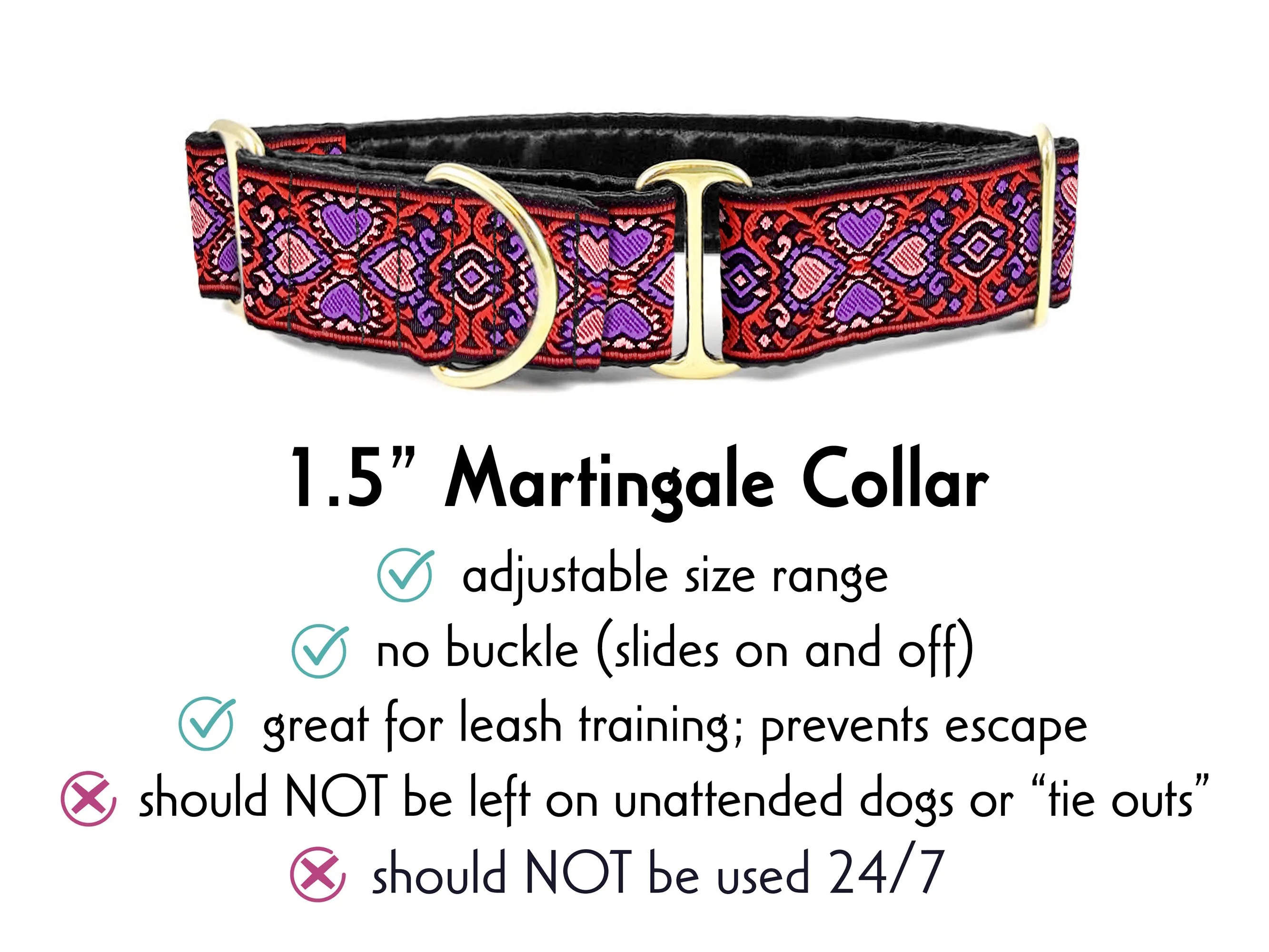 Éirinn in Red & Pink - Martingale or Buckle Dog Collar - 1.5" Width