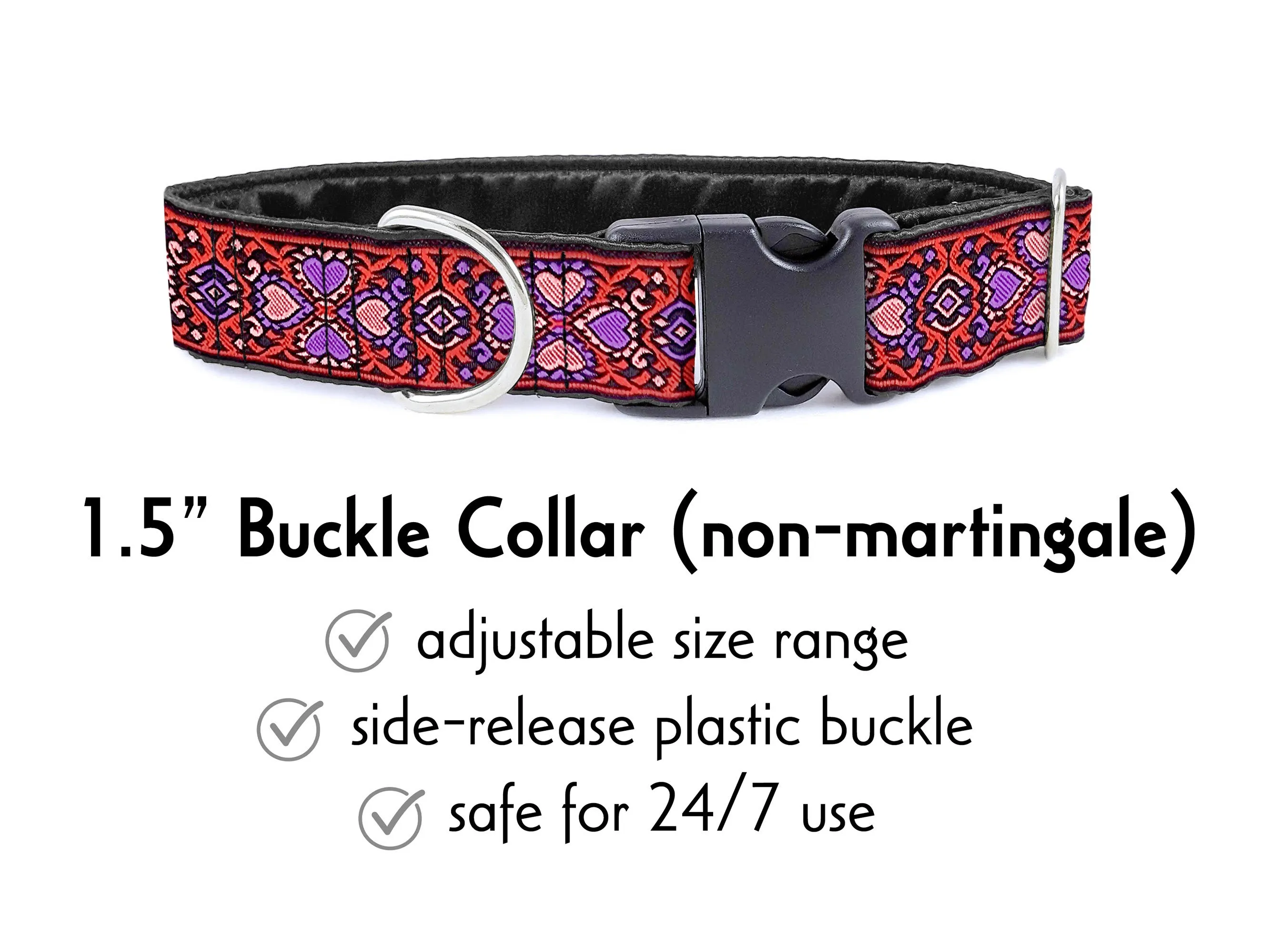 Éirinn in Red & Pink - Martingale or Buckle Dog Collar - 1.5" Width