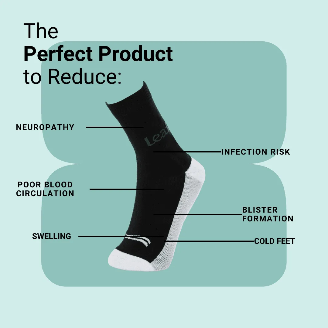 Leaf ortho Diabetic socks Set of 3 pairs White/Navy/Black