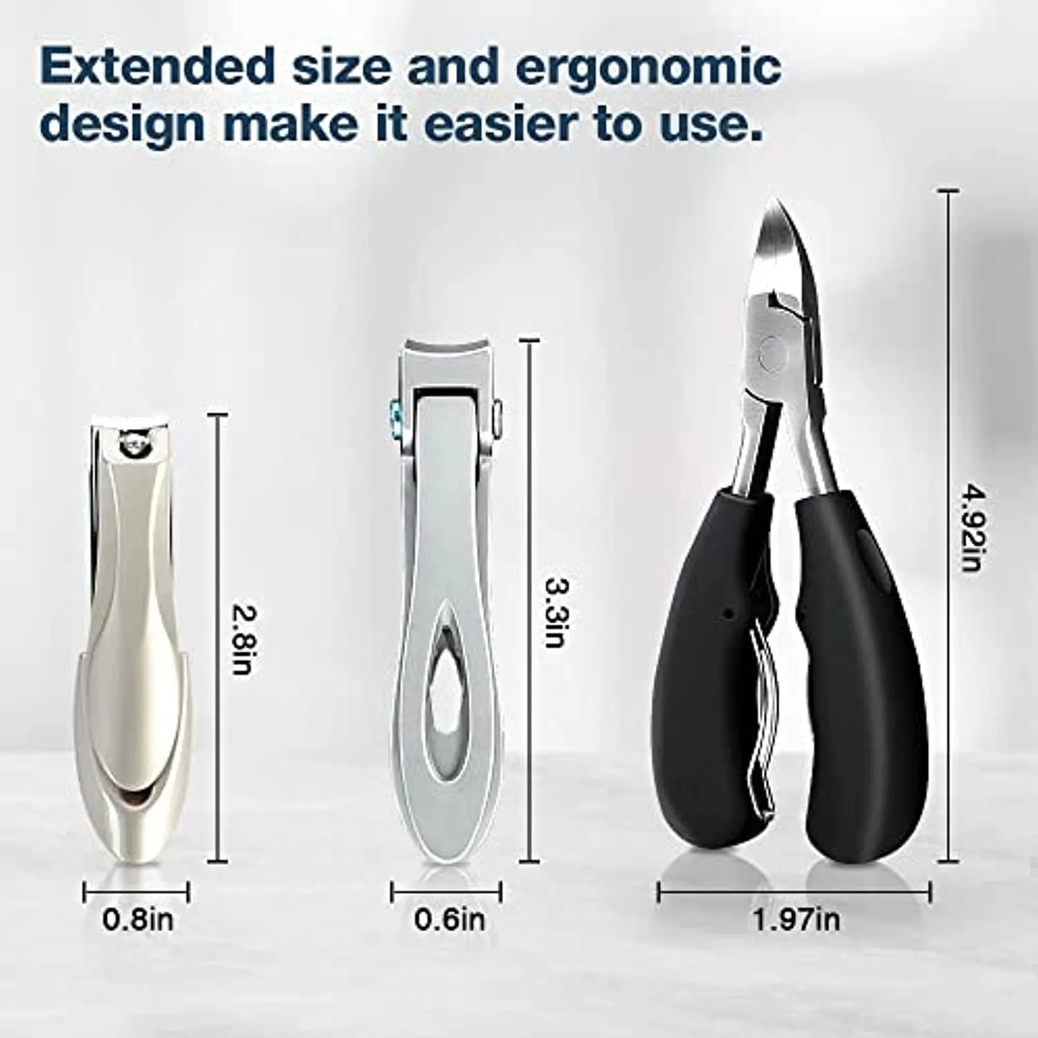 Lekesky Toenail Clippers for Thick Nails Heavy Duty Large Nail Clippers Set 5pcs for Ingrown & Outgrow Podiatrist Toenail Fingernail for Seniors Professional Sharp Nail Clipper with Catcher Men Women