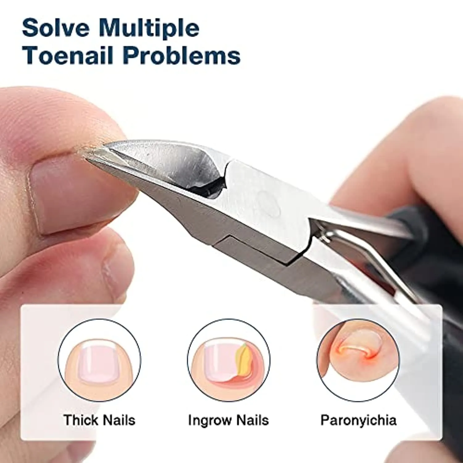 Lekesky Toenail Clippers for Thick Nails Heavy Duty Large Nail Clippers Set 5pcs for Ingrown & Outgrow Podiatrist Toenail Fingernail for Seniors Professional Sharp Nail Clipper with Catcher Men Women