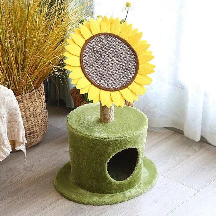 Lovely Caves 29.5-in Sunflower Scratching Post & Cat Bed