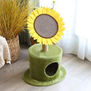 Lovely Caves 29.5-in Sunflower Scratching Post & Cat Bed