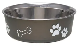 Loving Pets 7405ME Pet Feeding Bowl, M, 28 oz Volume, Polyresin/Stainless Steel, Espresso :EA: QUANTITY: 1