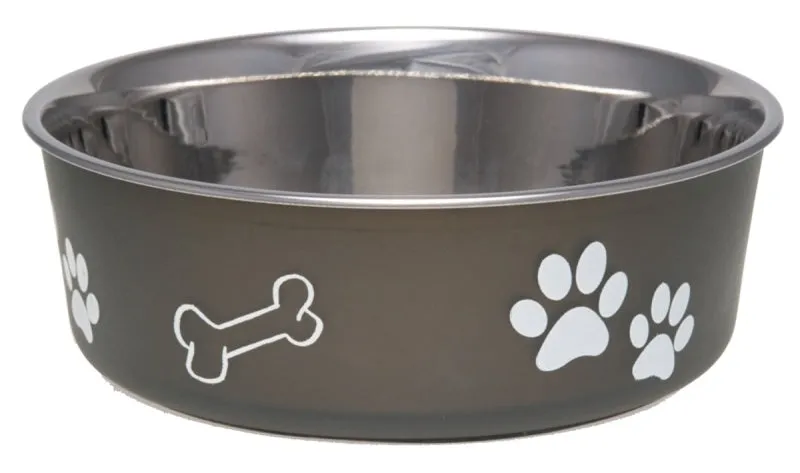 Loving Pets 7405ME Pet Feeding Bowl, M, 28 oz Volume, Polyresin/Stainless Steel, Espresso :EA: QUANTITY: 1