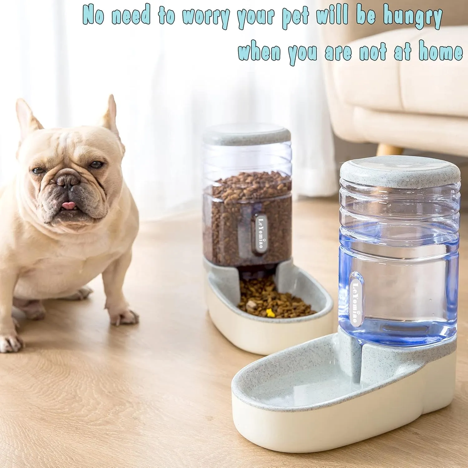 Pets Feeder Cats Dogs Automatic Feeder Set 3.8 L with 1 Water Dispenser and 1 Food Feeder for Small, Medium & Big Pets (Waterer)