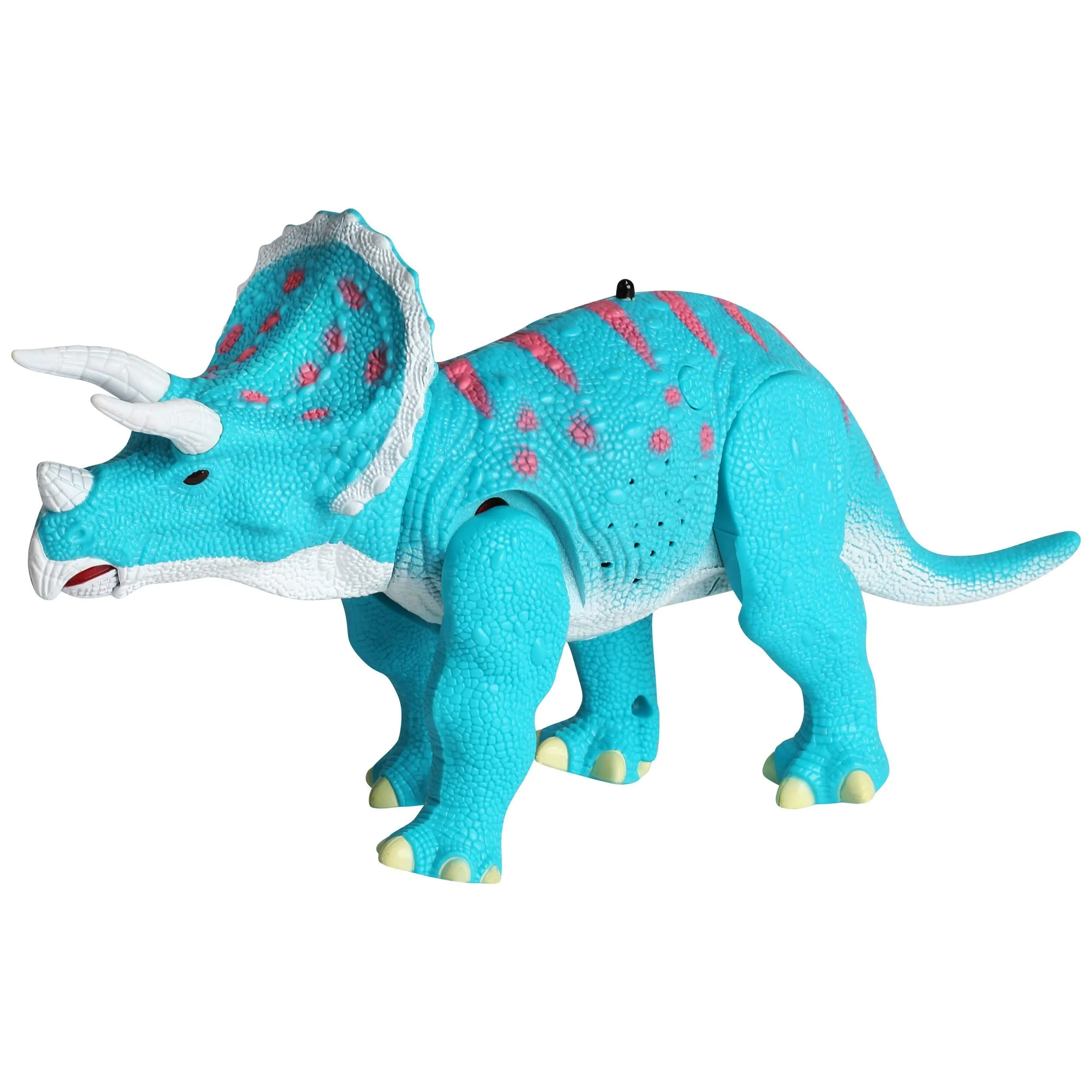 Remote Control Dinosaur - Triceratops Toy Roars, Walks, Lights Up, Bobs its Head