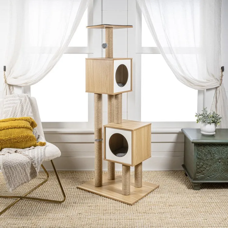 Sawyer Three-Tier Minimalist Jute Cat Tree Condo with Scratching posts