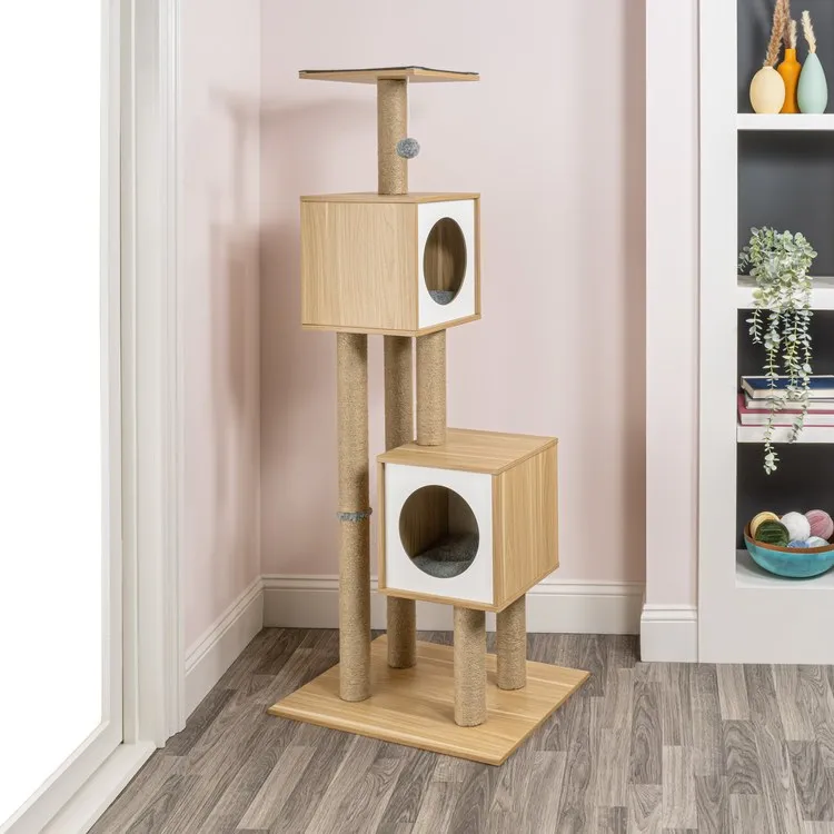 Sawyer Three-Tier Minimalist Jute Cat Tree Condo with Scratching posts