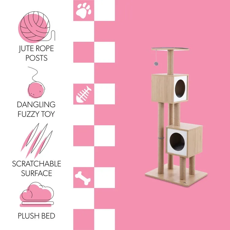 Sawyer Three-Tier Minimalist Jute Cat Tree Condo with Scratching posts