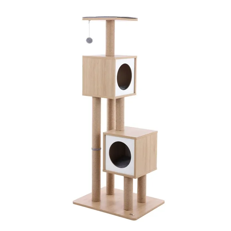 Sawyer Three-Tier Minimalist Jute Cat Tree Condo with Scratching posts