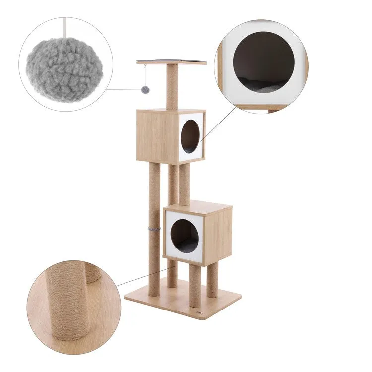 Sawyer Three-Tier Minimalist Jute Cat Tree Condo with Scratching posts