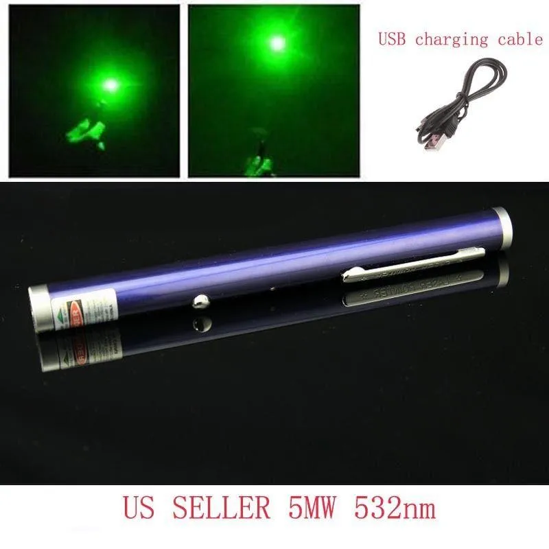 Ultra Bright Rechargeable Green Laser Pointer - Blue Casing